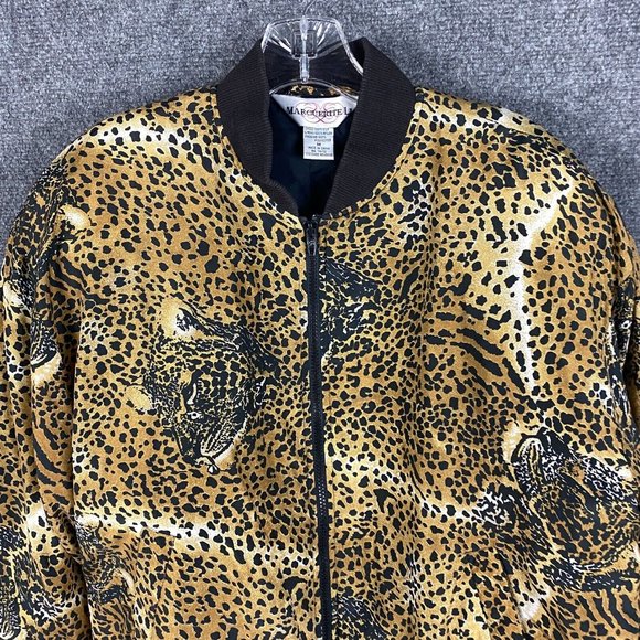 Marguerite Li Silk Bombers Jacket Women's Medium Cheetah Print Full Zip Adults - Picture 2 of 8